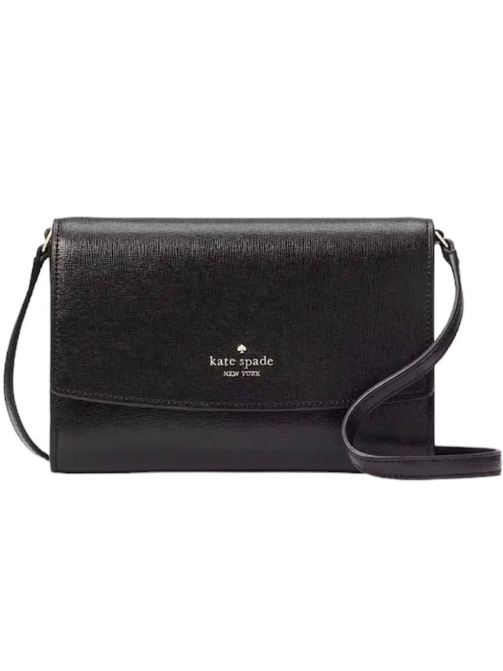 Kate Spade New York Black Perry Saffiano Crossbody Wallet